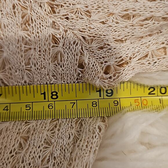 Nick & Mo Lace Open Front Boho Cream Beige Knitted Cardigan - Picture 7 of 8